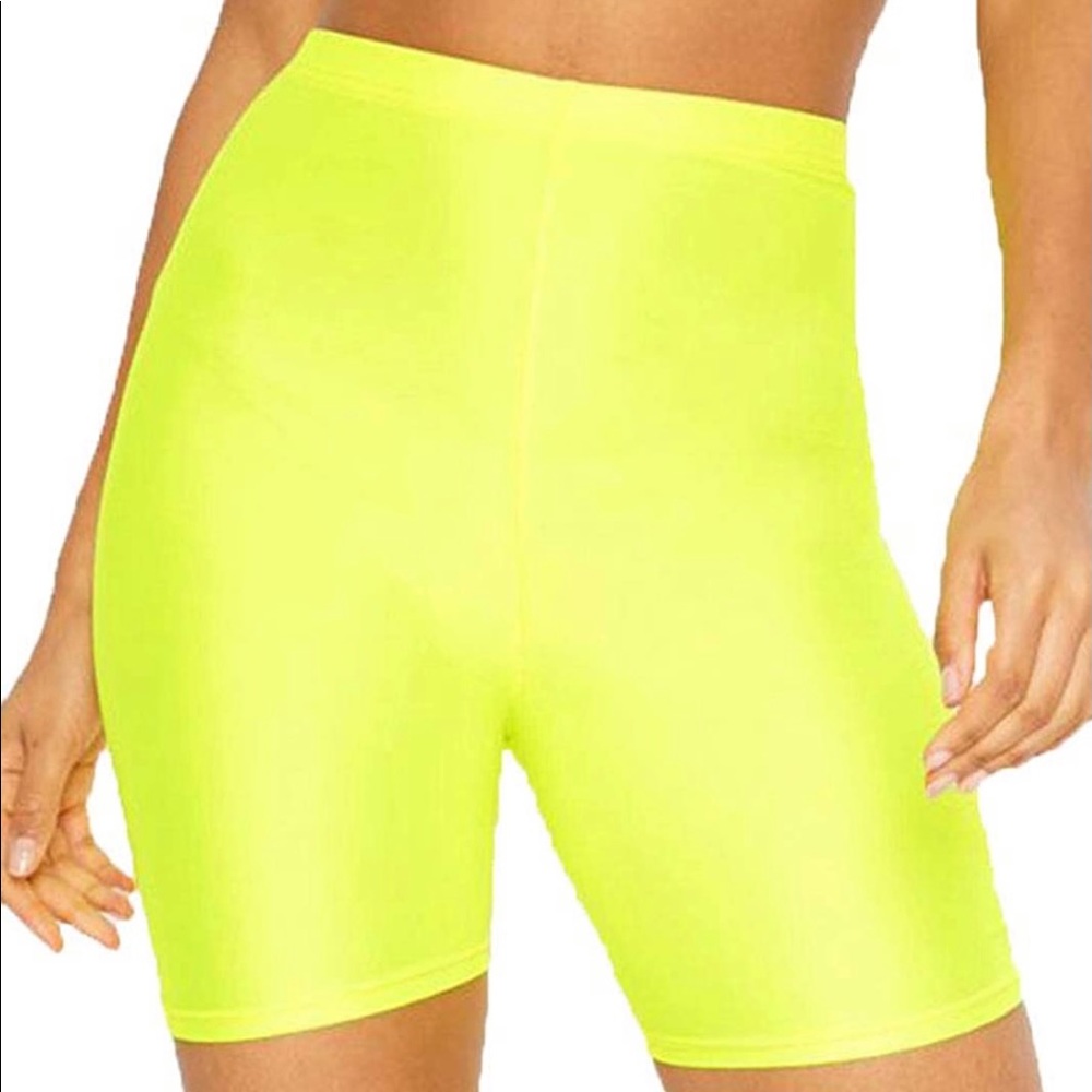 Neon Green Yellow High Waist Biker Shorts Sz S!